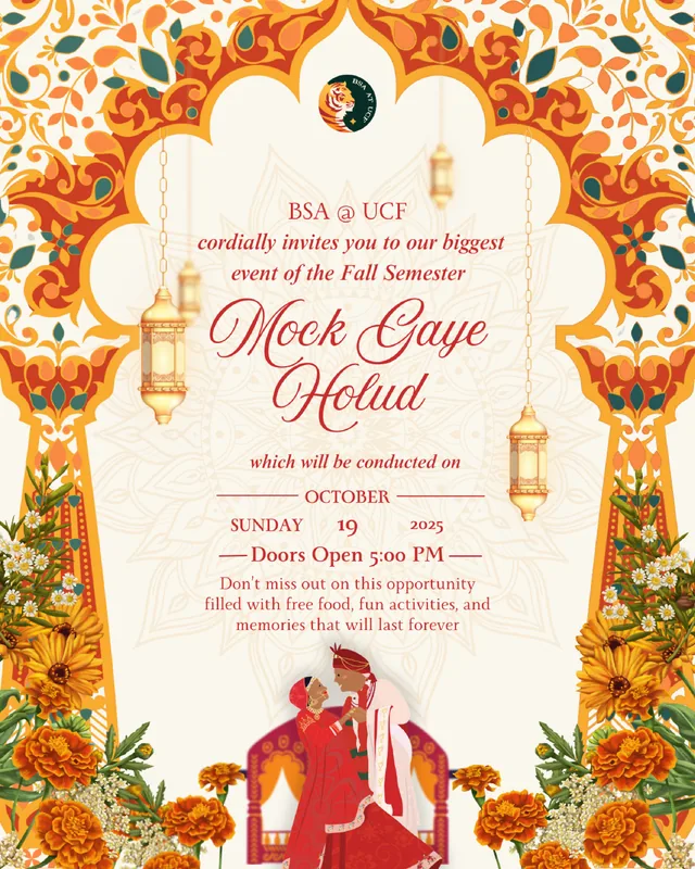 Mock Gaye Holud invitation, designed for Bengali Student Association