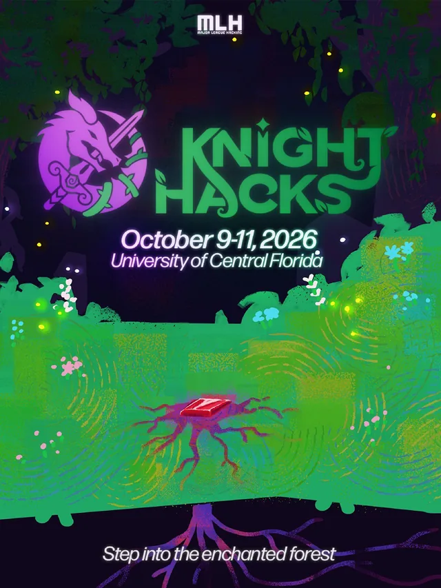 Knight Hacks IX announcement carousel, designed for Knight Hacks